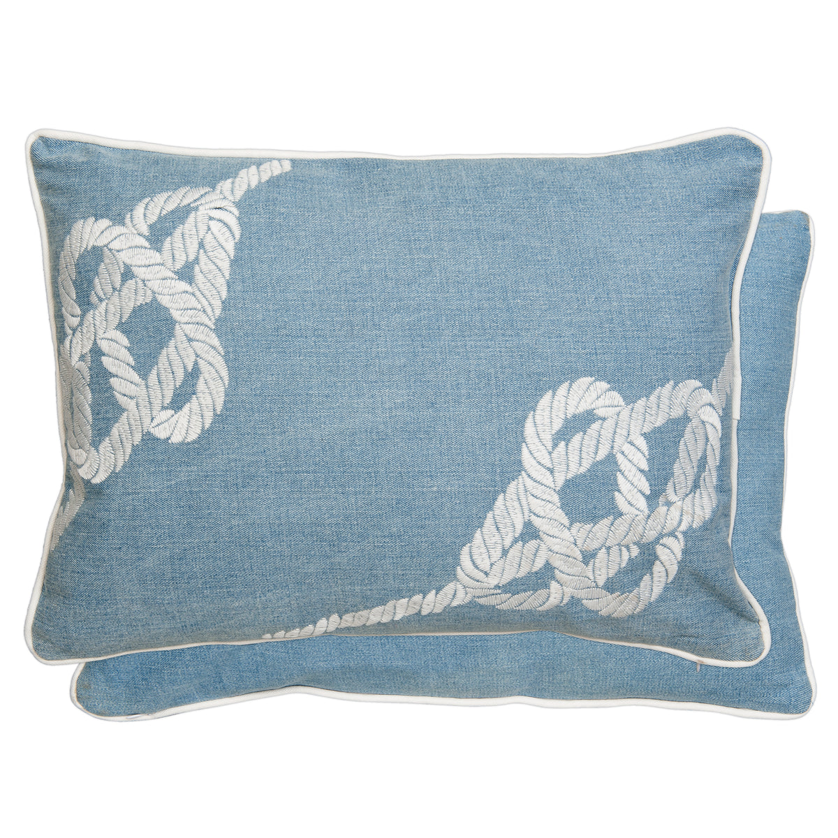 Deko Kissen Maritim 50 x 35cm Clayre & Eef mit Tau Seil Motiv Gestickt