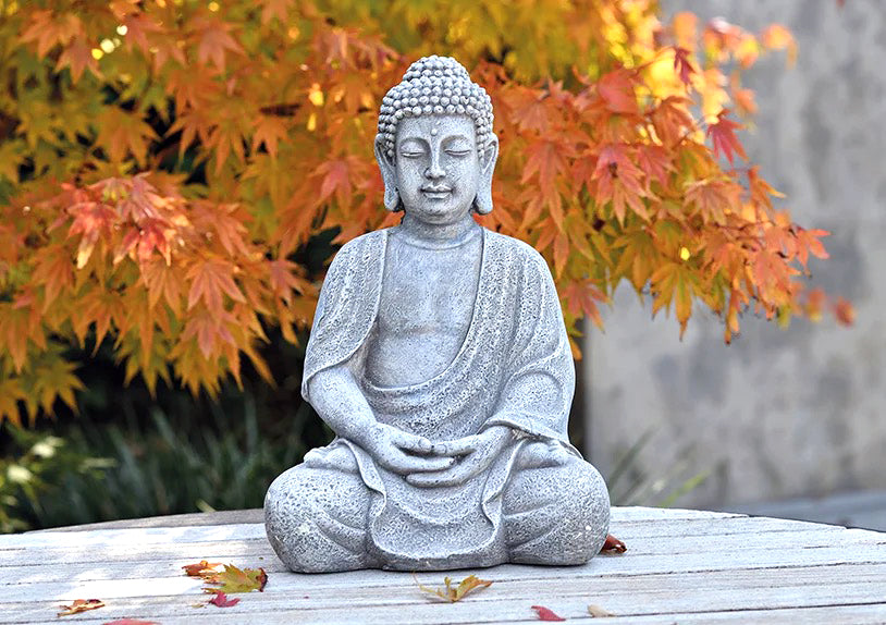 Buddha Figur Groß aus Magnesia 30cm Buddhismus Sitzend Meditation