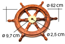 Lade das Bild in den Galerie-Viewer, XL 62cm - Schiff Steuerrad aus Holz und Messing - bendergold.de
