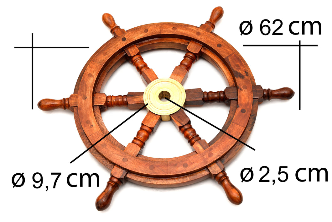 XL 62cm - Schiff Steuerrad aus Holz und Messing - bendergold.de