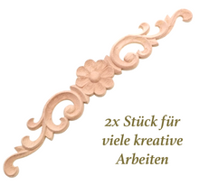 Lade das Bild in den Galerie-Viewer, 2x Applikation &quot;Blume&quot; - Motiv aus Holz im Barock Stil.
