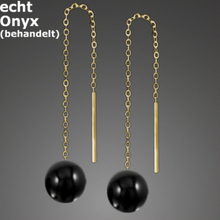 Lade das Bild in den Galerie-Viewer, Echte 333/- Gelbgold Durchzieher mit Onyx Kugeln
