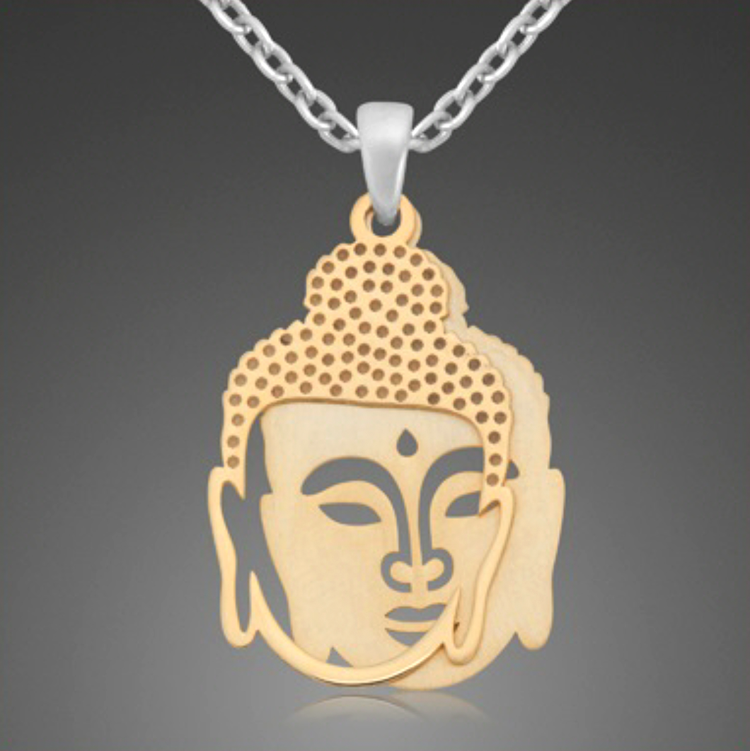 Vergoldeter Buddha Anhänger mit Kette - Sterling Silber 925/-