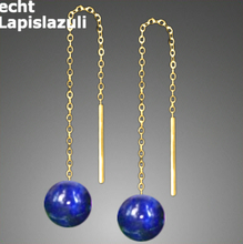 Lade das Bild in den Galerie-Viewer, Echte 333/- Gelbgold Durchzieher mit Lapislazuli Kugeln
