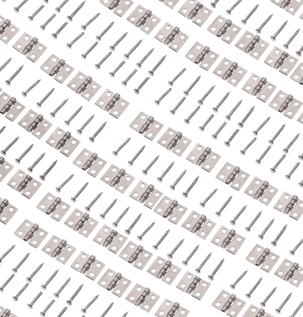 20x Mini Scharniere mit 80x Nägel - silberfarben