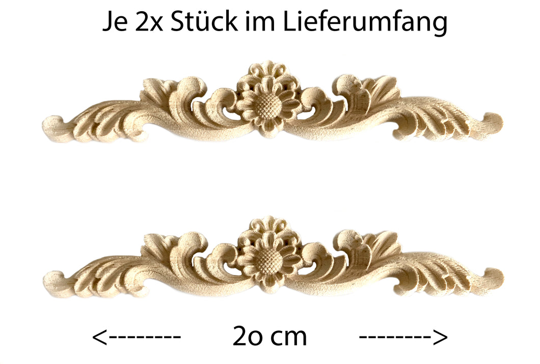 2x Verzierung aus Holz 20cm - im Barock Stil