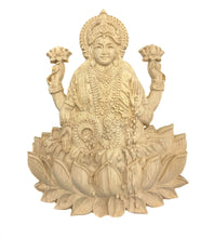 Lade das Bild in den Galerie-Viewer, 20cm Applikation Lakshmi Hindu Gottheit aus Holz Schnitzerei
