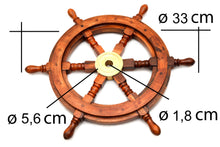 Lade das Bild in den Galerie-Viewer, 33cm - Schiff Steuerrad aus Holz und Messing - bendergold.de
