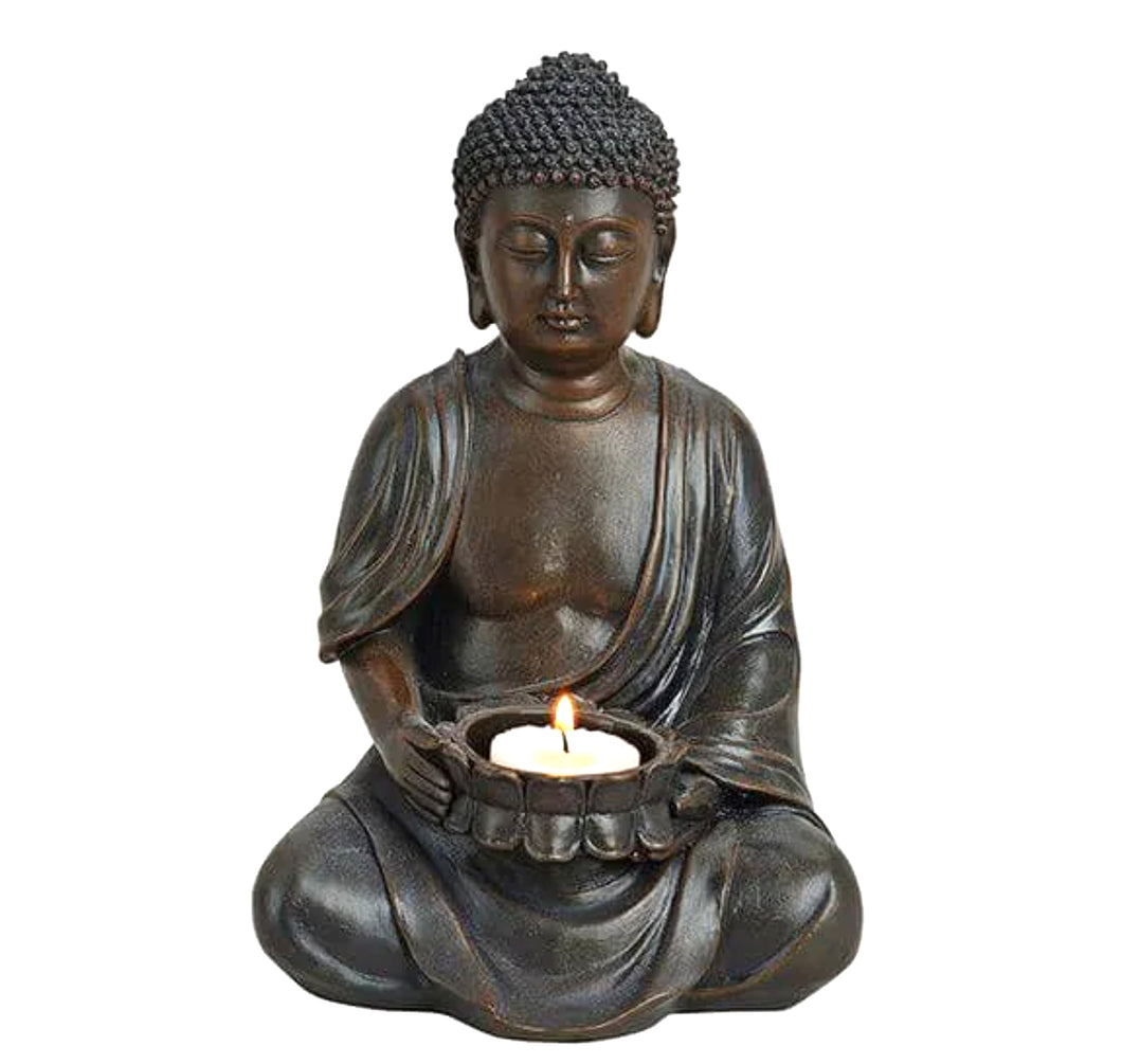 Buddha Figur Teelichthalter 23cm Buddhismus Yoga Meditation