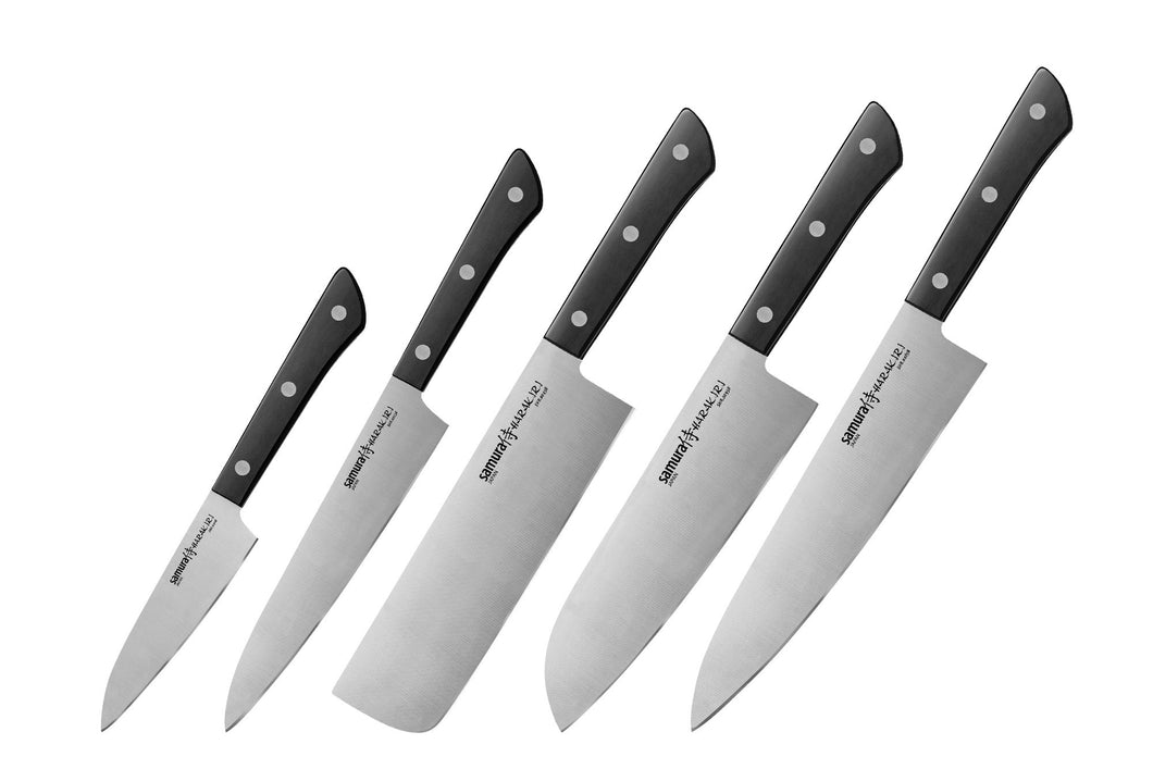 Samura HARAKIRI Set 5x Küchenmesser Paring, Utility, Nakiri, Santoku, Kochmesser