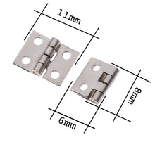 Lade das Bild in den Galerie-Viewer, 20x Mini Scharniere mit 80x Nägel - silberfarben
